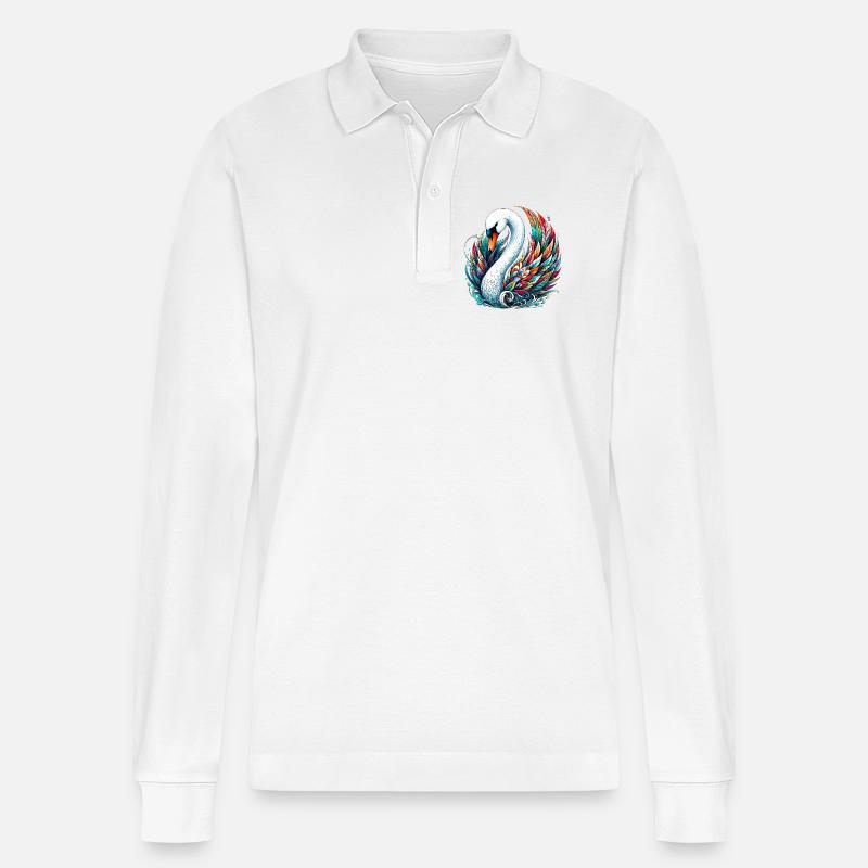 Schwan - Stanley/Stella Unisex Bio-Langarm-Poloshirt Prepster - Weiß