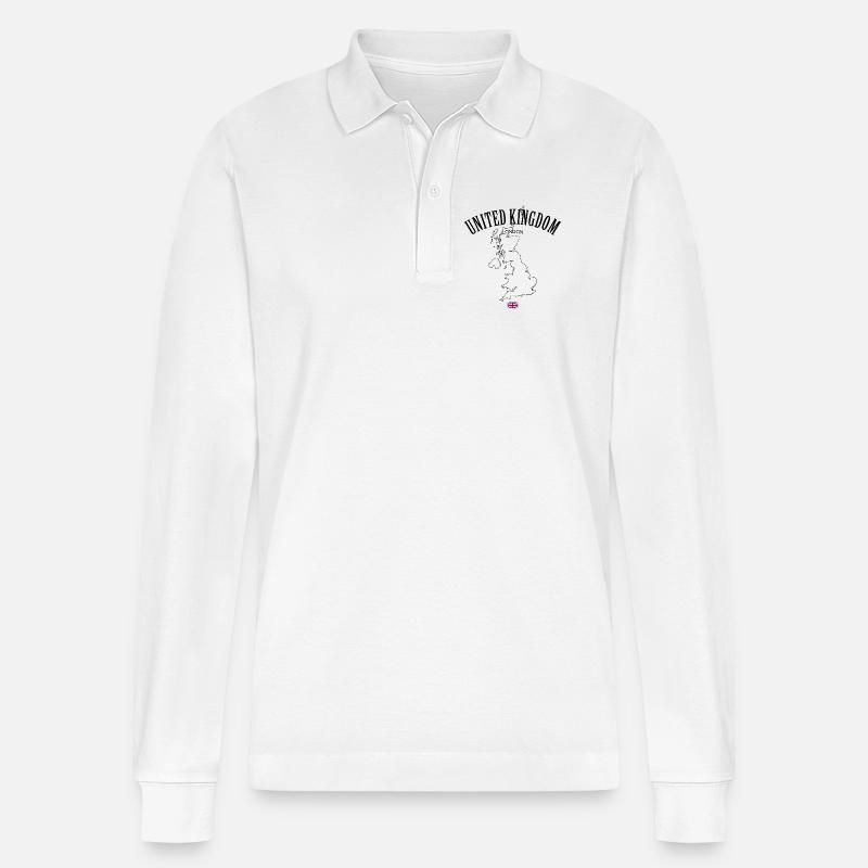Regno Unito - Polo a manica lunga ecologica unisex Prepster di Stanley/Stella - bianco