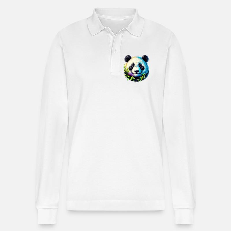 Panda - Stanley/Stella Unisex Bio-Langarm-Poloshirt Prepster - Weiß