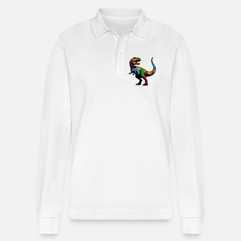 Dinosaurier - Stanley/Stella Unisex Bio-Langarm-Poloshirt Prepster - Weiß