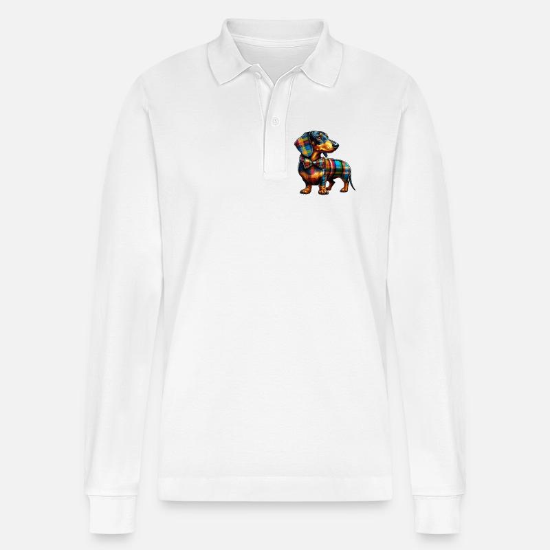 Dachshund - Stanley/Stella Unisex Bio-Langarm-Poloshirt Prepster - Weiß