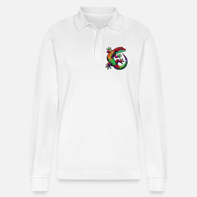 Gecko - Stanley/Stella Unisex Bio-Langarm-Poloshirt Prepster - Weiß