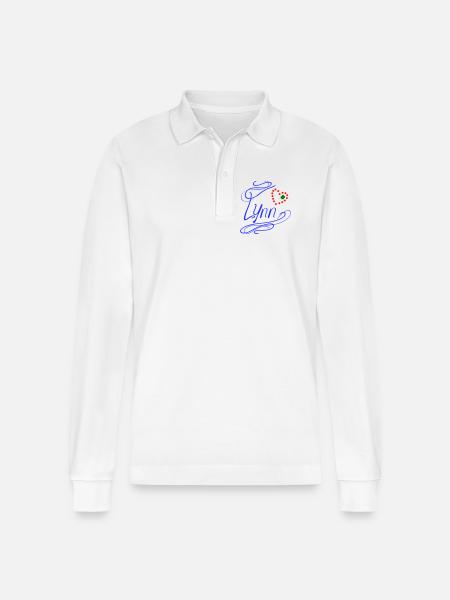 Lynn with heart and shamrock - Stanley/Stella Organic Unisex Long-Sleeved Polo Shirt Prepster - white