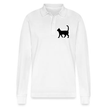 Silhouette teckel – Motif chien classique - Polo à manches longues bio PREPSTER Stanley/Stella Unisexe - blanc - Devant - Anna (173cm) & Nico (186cm)