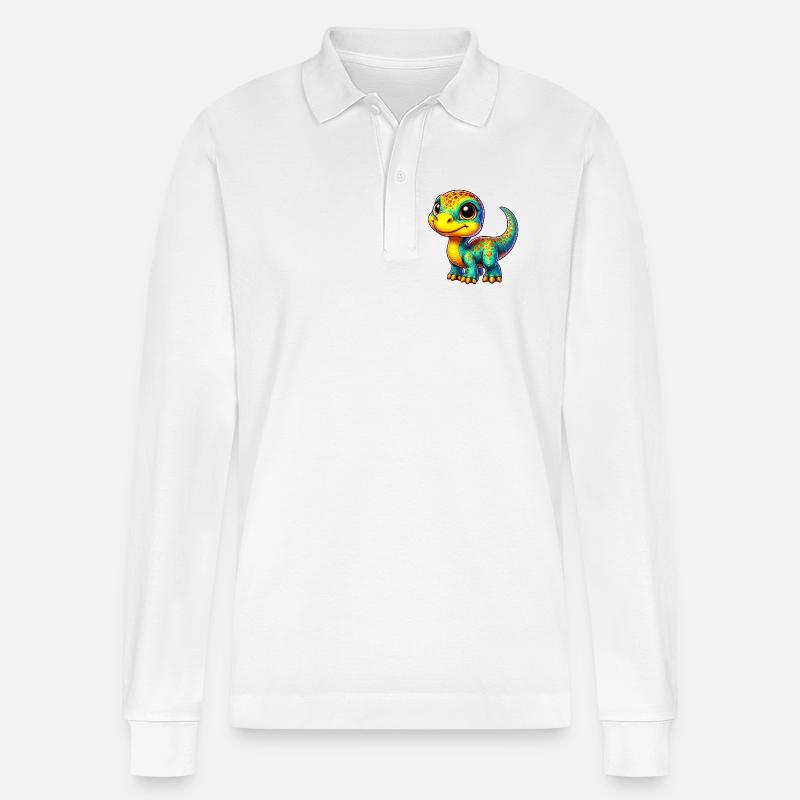 Dinosaurier - Stanley/Stella Unisex Bio-Langarm-Poloshirt Prepster - Weiß