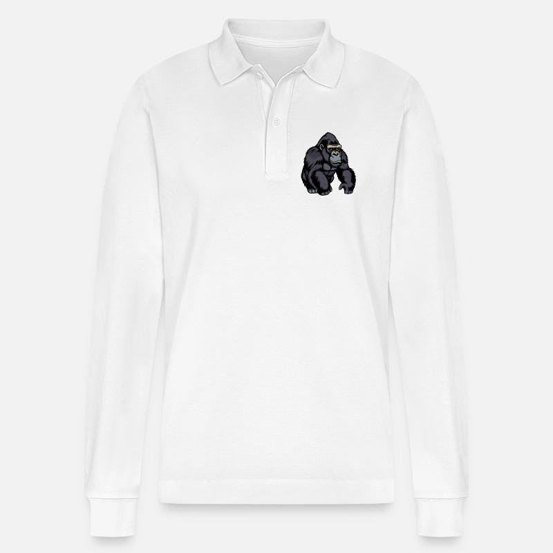 Gorilla - Stanley/Stella Unisex Bio-Langarm-Poloshirt Prepster - Weiß