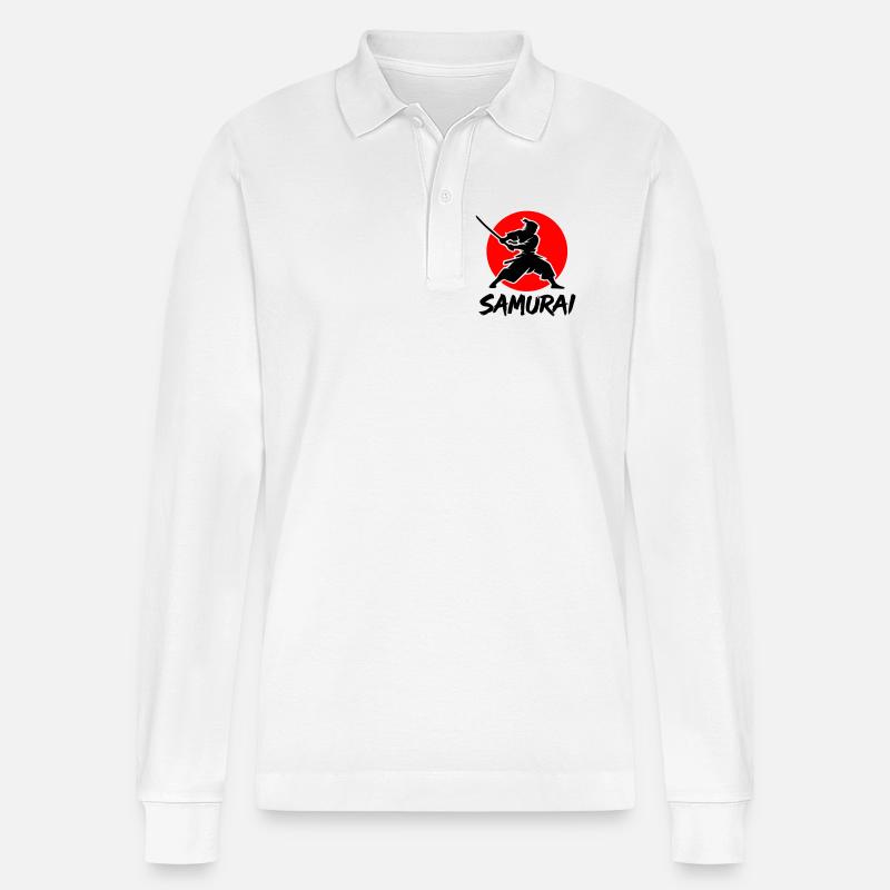 Samurai - Stanley/Stella Unisex Bio-Langarm-Poloshirt Prepster - Weiß