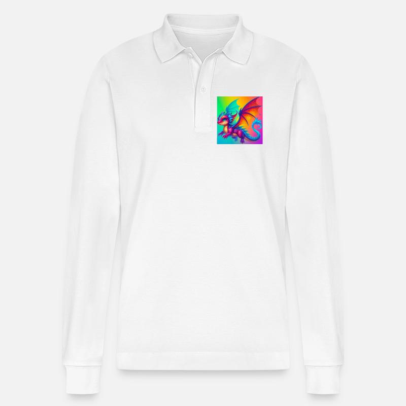 Drache - Stanley/Stella Unisex Bio-Langarm-Poloshirt Prepster - Weiß