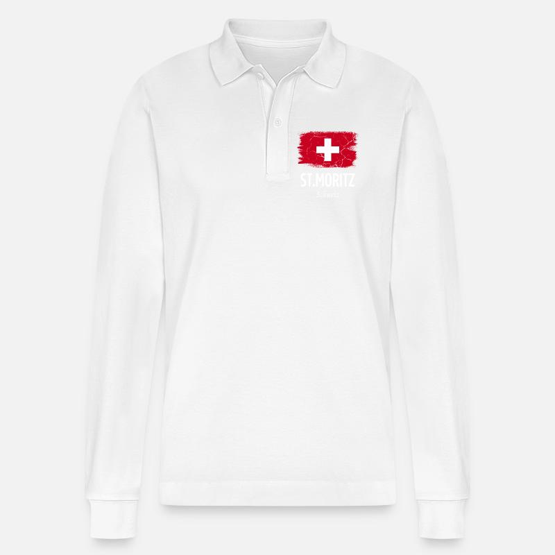 St. Moritz - Stanley/Stella Unisex Bio-Langarm-Poloshirt Prepster - Weiß