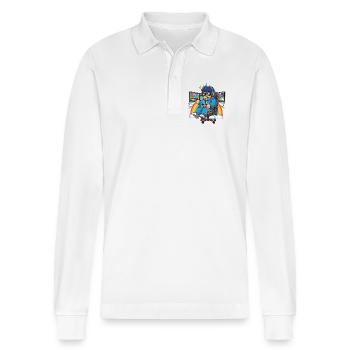 Cool streamer playing games - Stanley/Stella Organic Unisex Long-Sleeved Polo Shirt Prepster - white - Front - Anna (173cm) & Nico (186cm)