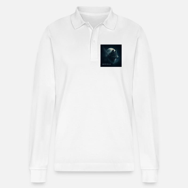 Der Wolf in der Monddämmerung - Stanley/Stella Unisex Bio-Langarm-Poloshirt Prepster - Weiß
