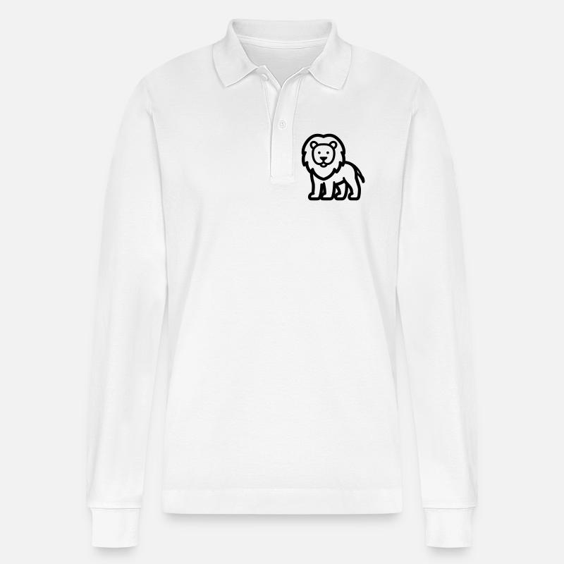Löwe - Stanley/Stella Unisex Bio-Langarm-Poloshirt Prepster - Weiß