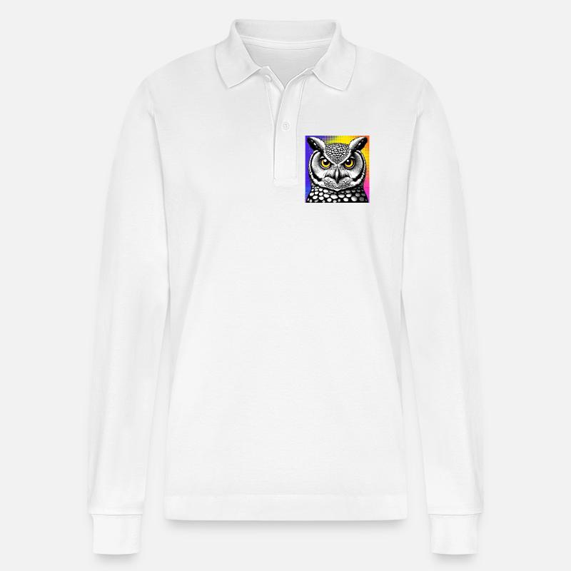 Eule - Stanley/Stella Unisex Bio-Langarm-Poloshirt Prepster - Weiß