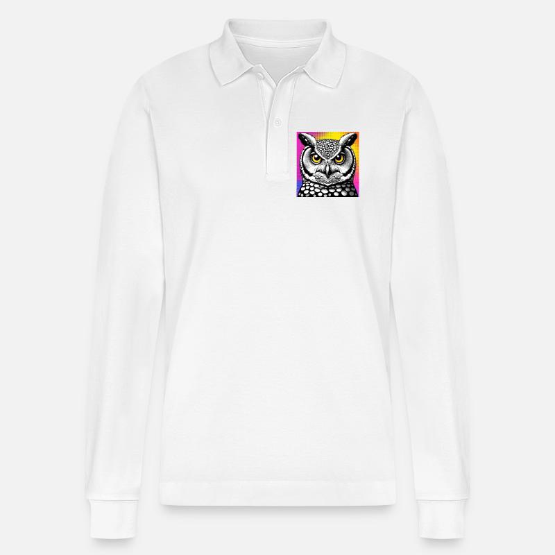 Eule - Stanley/Stella Unisex Bio-Langarm-Poloshirt Prepster - Weiß