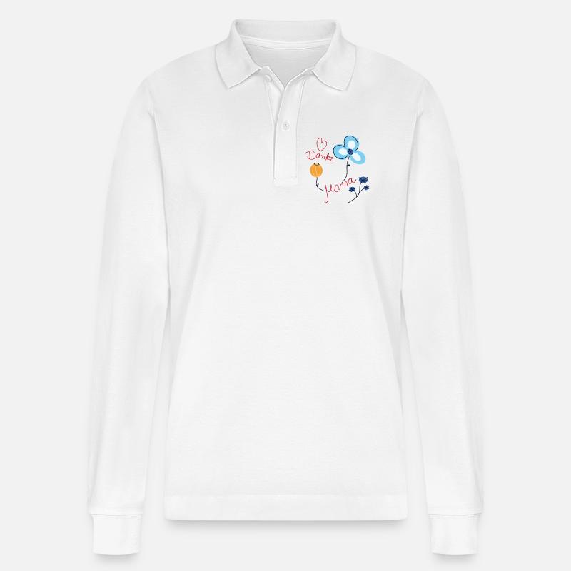 Danke Mama  - Stanley/Stella Unisex Bio-Langarm-Poloshirt Prepster - Weiß