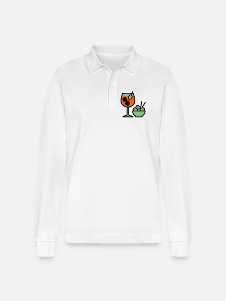 Martini Cocktail Graphic - Stanley/Stella Organic Unisex Long-Sleeved Polo Shirt Prepster - white