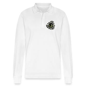 Kreisförmiges zyklisches grünes Auge - Stanley/Stella Unisex Bio-Langarm-Poloshirt Prepster - Weiß - Vorne - Anna (173cm) & Nico (186cm)