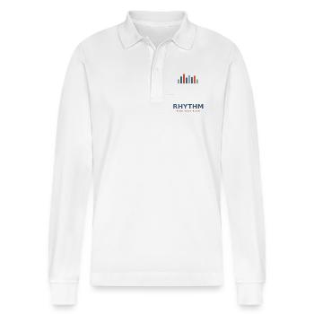 rhythm_design - Stanley/Stella Organic Unisex Long-Sleeved Polo Shirt Prepster - white - Front - Anna (173cm) & Nico (186cm)