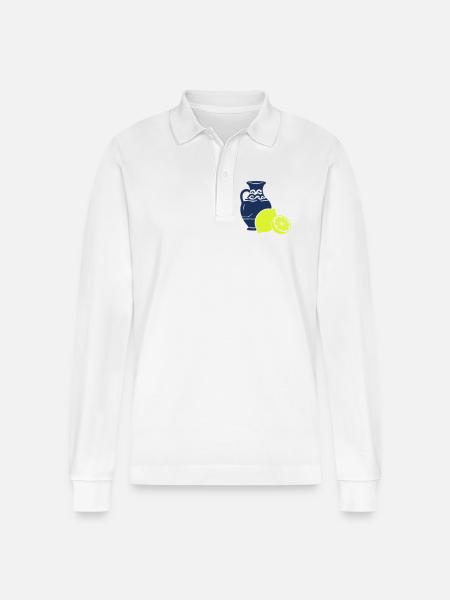 Citrus vase contrast print - Stanley/Stella Organic Unisex Long-Sleeved Polo Shirt Prepster - white