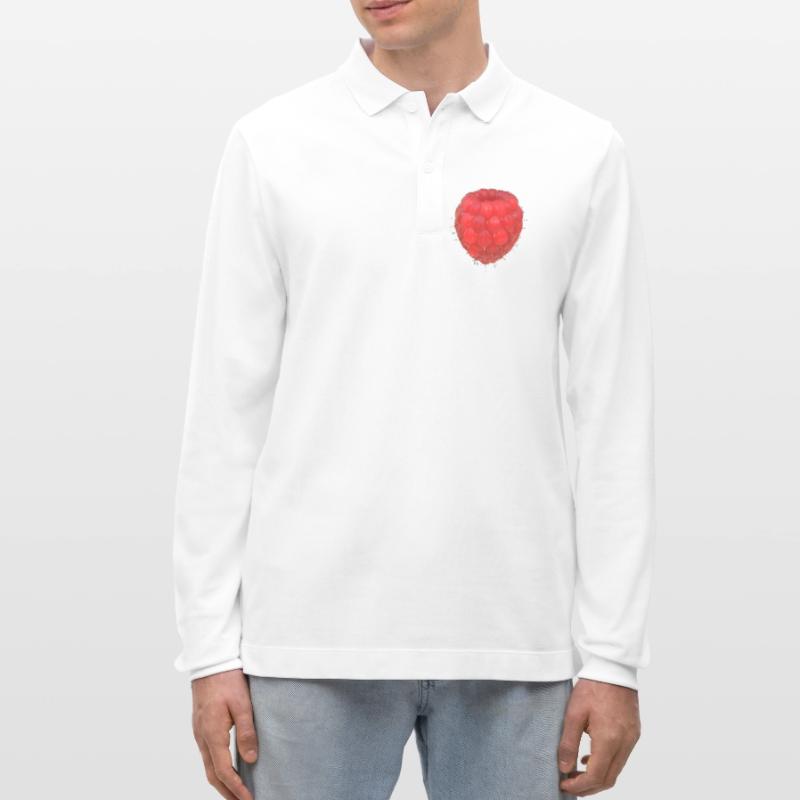 Raspberry Cluster Pattern Stanley/Stella Organic Unisex Long-Sleeved Polo Shirt Prepster