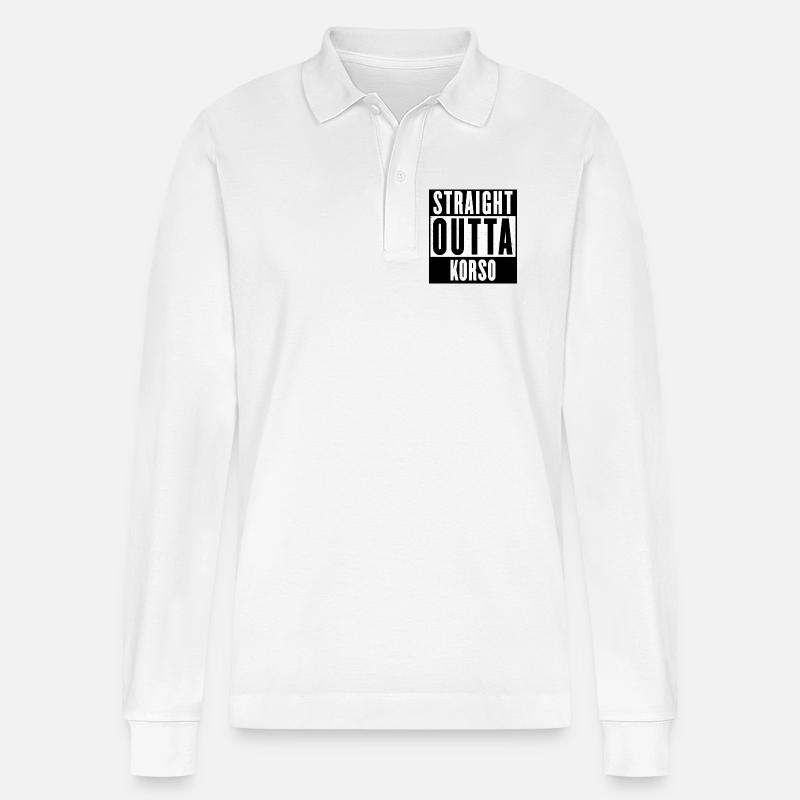 Gerade Outta Korso - Stanley/Stella Unisex Bio-Langarm-Poloshirt Prepster - Weiß
