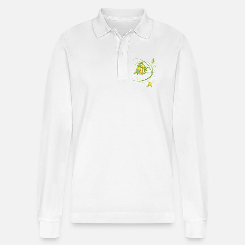 Pfirsiche, Obst - Stanley/Stella Unisex Bio-Langarm-Poloshirt Prepster - Weiß