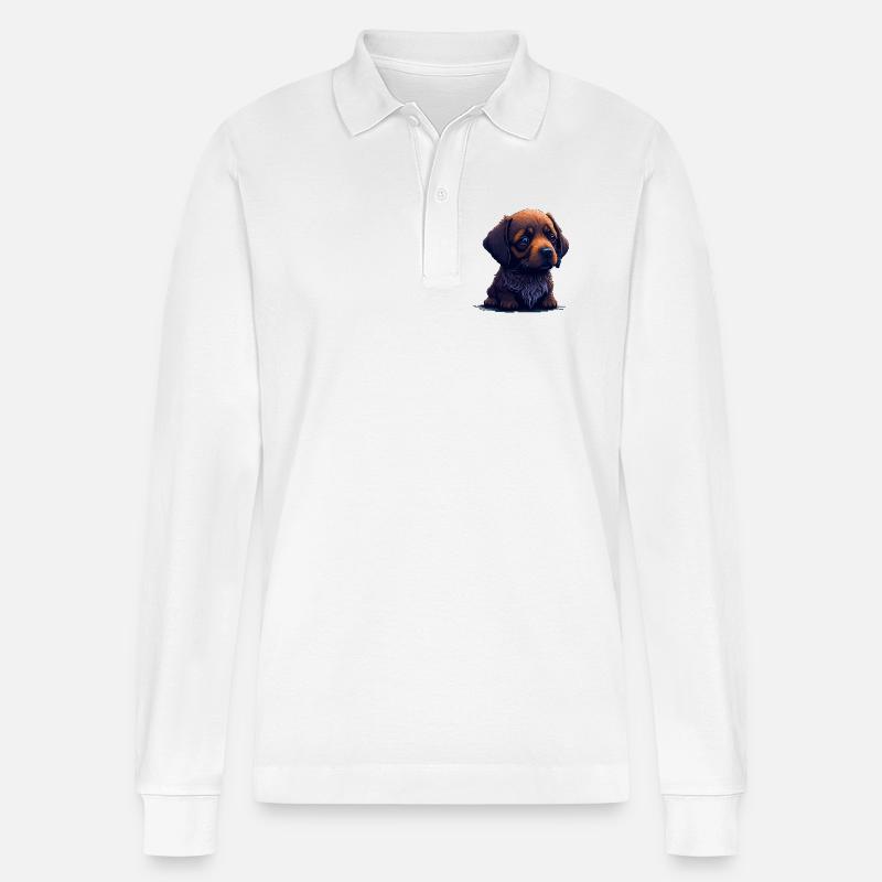 Dackel im Digital Style - Stanley/Stella Unisex Bio-Langarm-Poloshirt Prepster - Weiß