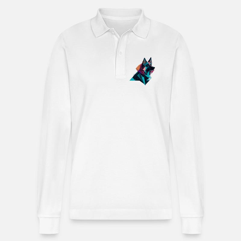Schäferhund - Stanley/Stella Unisex Bio-Langarm-Poloshirt Prepster - Weiß
