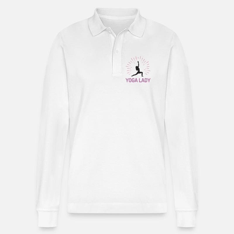 Yoga-Mädchen - Stanley/Stella Unisex Bio-Langarm-Poloshirt Prepster - Weiß