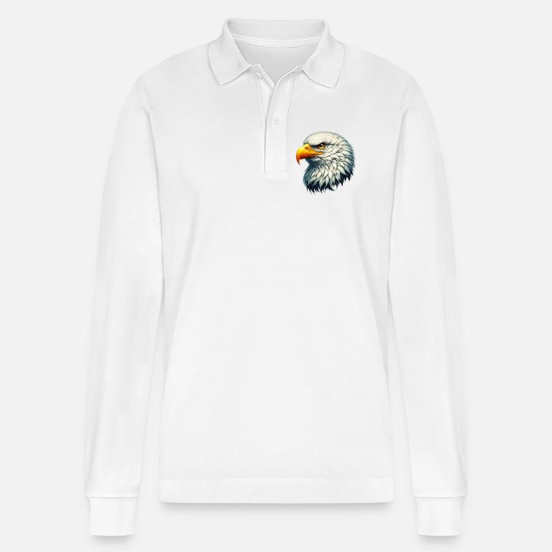 Adler - Stanley/Stella Unisex Bio-Langarm-Poloshirt Prepster - Weiß