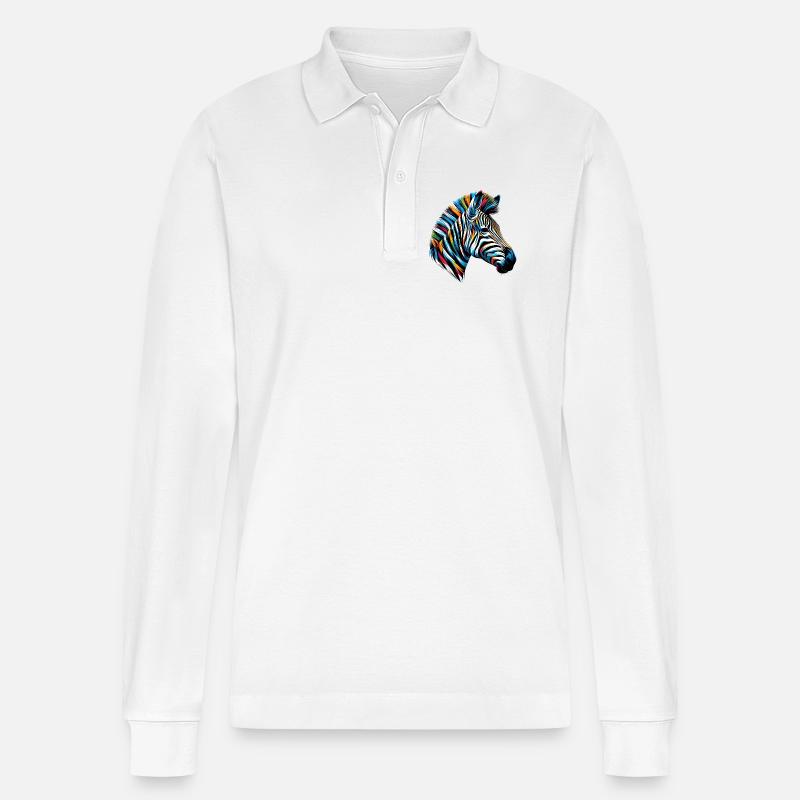 Zebra - Stanley/Stella Unisex Bio-Langarm-Poloshirt Prepster - Weiß