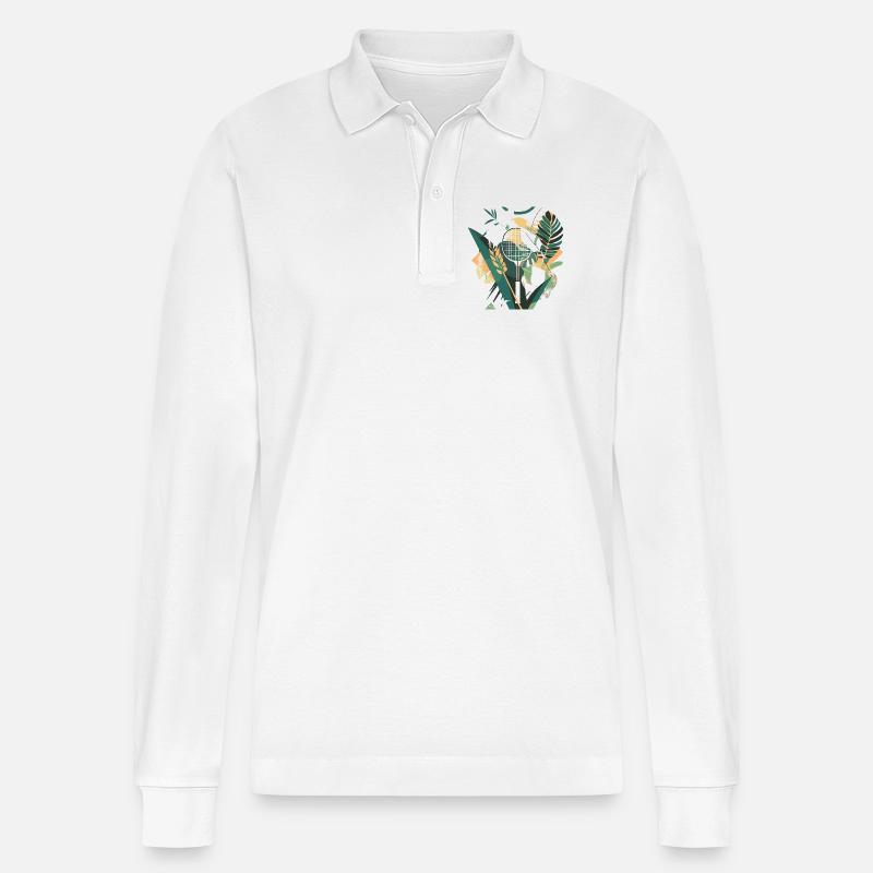 Badmintonschläger Kunstwerk - Stanley/Stella Unisex Bio-Langarm-Poloshirt Prepster - Weiß