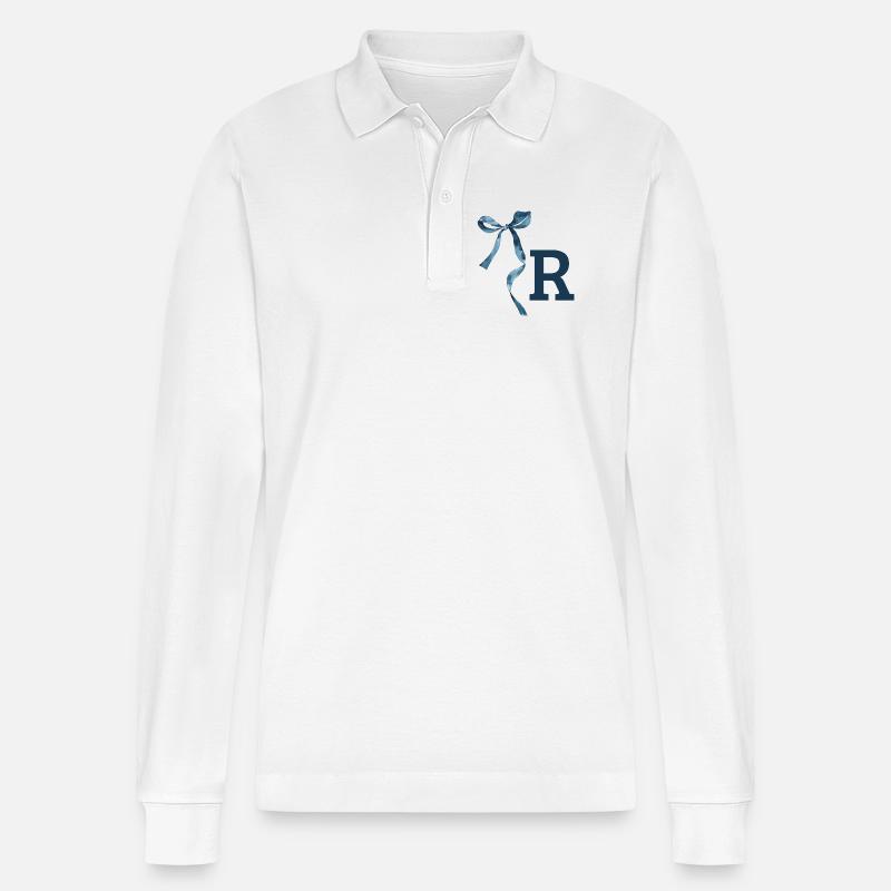 Monogramm r Geschenkidee - Stanley/Stella Unisex Bio-Langarm-Poloshirt Prepster - Weiß