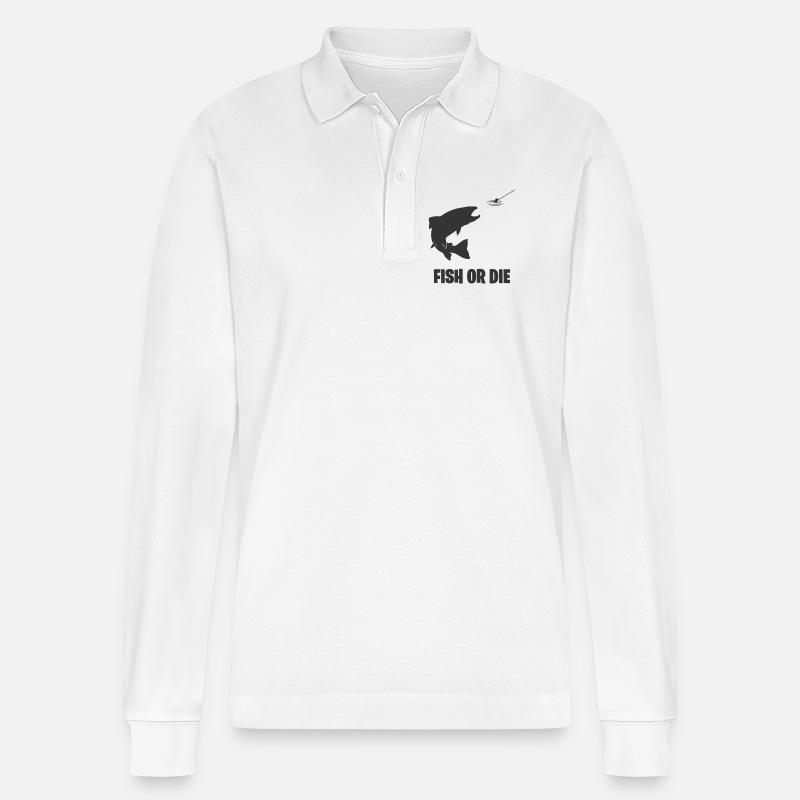 Fisch oder stirb - Stanley/Stella Unisex Bio-Langarm-Poloshirt Prepster - Weiß