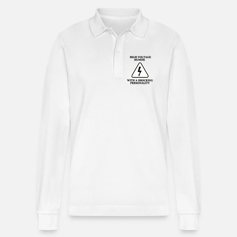 Blitzwarnung Dreieckszeichen - Stanley/Stella Unisex Bio-Langarm-Poloshirt Prepster - Weiß