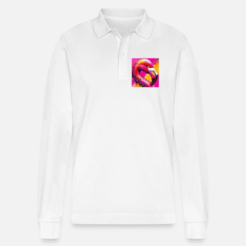 Flamingo - Stanley/Stella Unisex Bio-Langarm-Poloshirt Prepster - Weiß