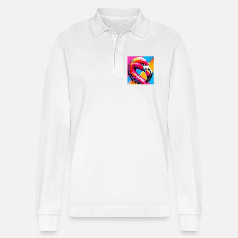 Flamingo - Stanley/Stella Unisex Bio-Langarm-Poloshirt Prepster - Weiß