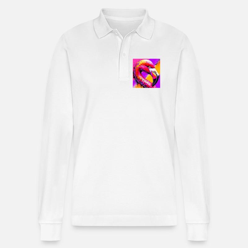 Flamingo - Stanley/Stella Unisex Bio-Langarm-Poloshirt Prepster - Weiß