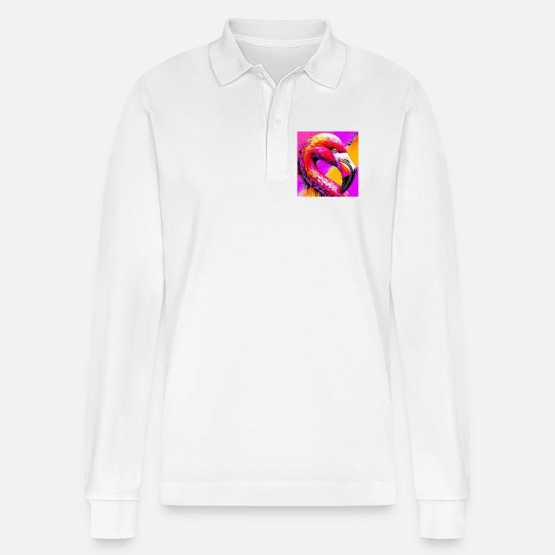 Flamingo - Stanley/Stella Unisex Bio-Langarm-Poloshirt Prepster - Weiß
