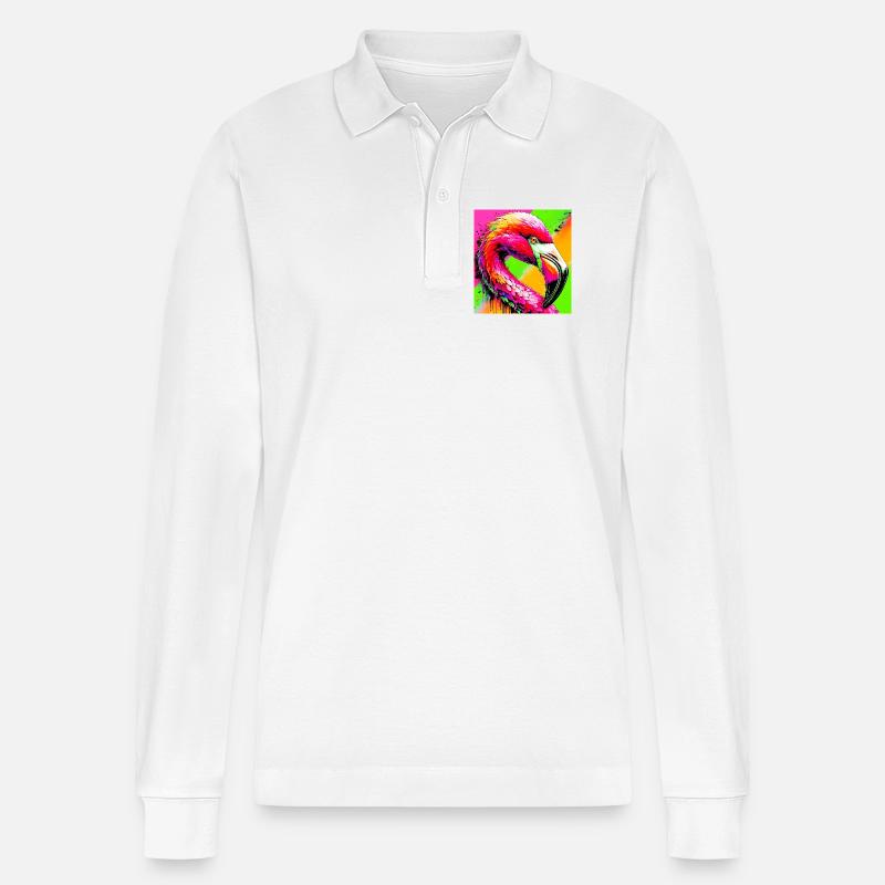 Flamingo - Stanley/Stella Unisex Bio-Langarm-Poloshirt Prepster - Weiß