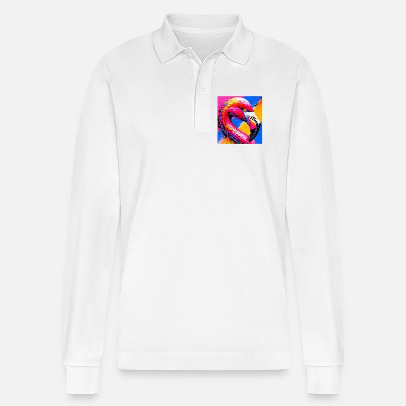Flamingo - Stanley/Stella Unisex Bio-Langarm-Poloshirt Prepster - Weiß