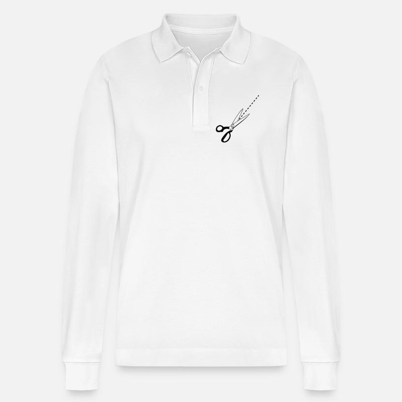 Schnitt-Logo-Schneider - Stanley/Stella Unisex Bio-Langarm-Poloshirt Prepster - Weiß