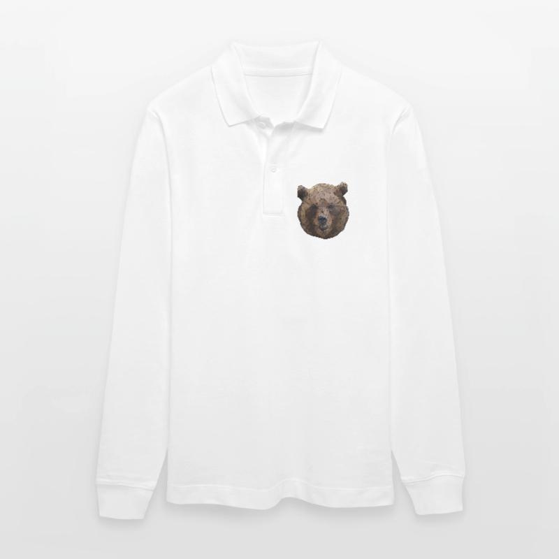 Polygonal Brown Bear Triangular Low Poly Art Stanley/Stella Organic Unisex Long-Sleeved Polo Shirt Prepster