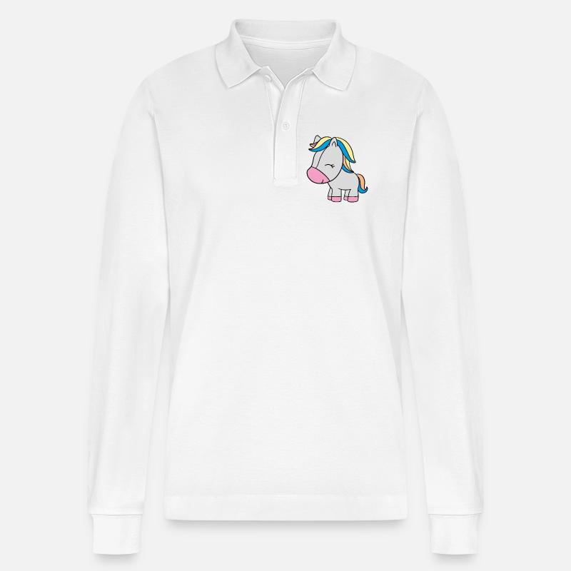 kleines Einhorn - Stanley/Stella Unisex Bio-Langarm-Poloshirt Prepster - Weiß