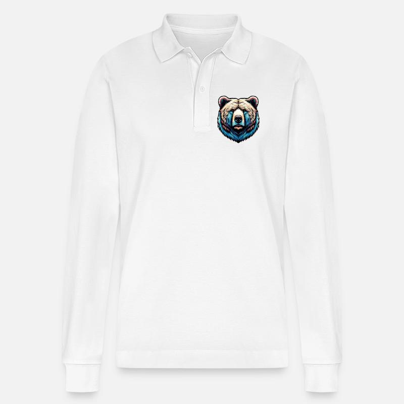 Bär - Stanley/Stella Unisex Bio-Langarm-Poloshirt Prepster - Weiß