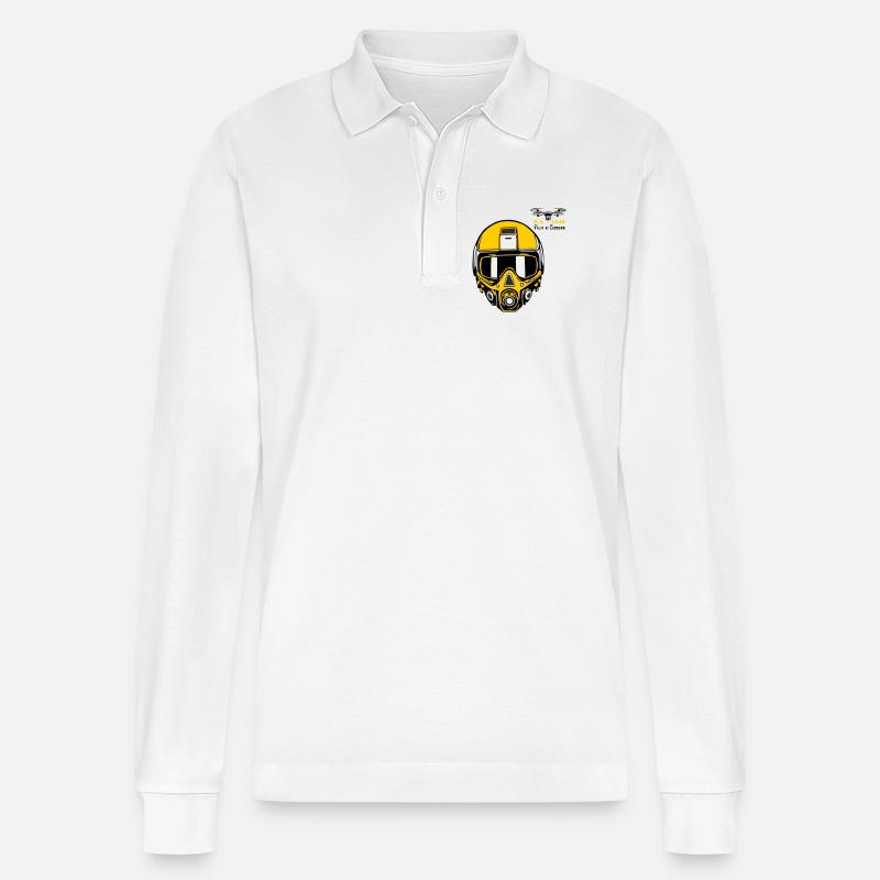 Drohnenpilot 3 - Stanley/Stella Unisex Bio-Langarm-Poloshirt Prepster - Weiß