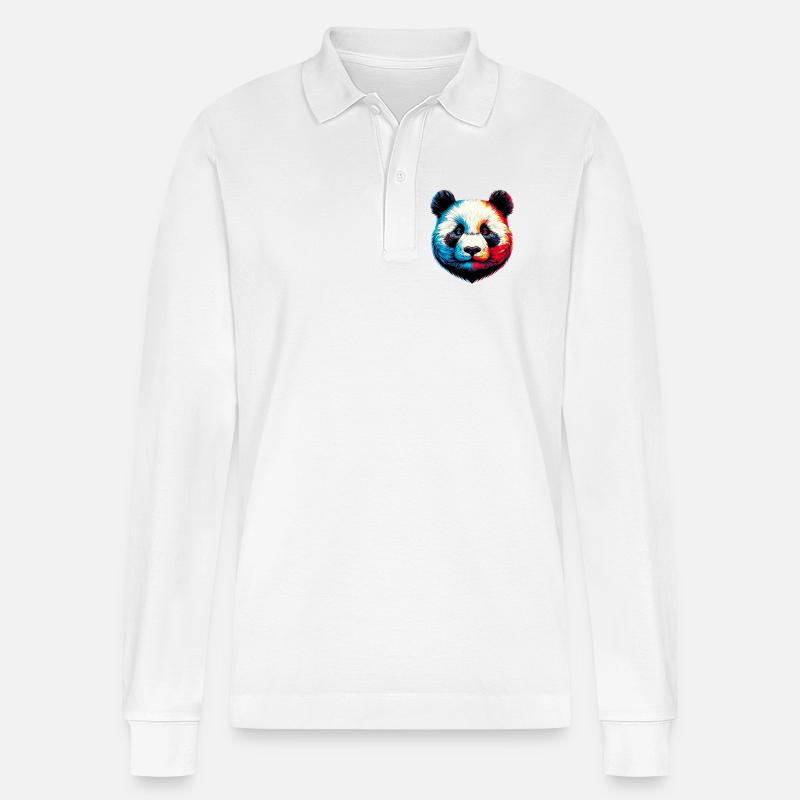 Panda - Stanley/Stella Unisex Bio-Langarm-Poloshirt Prepster - Weiß
