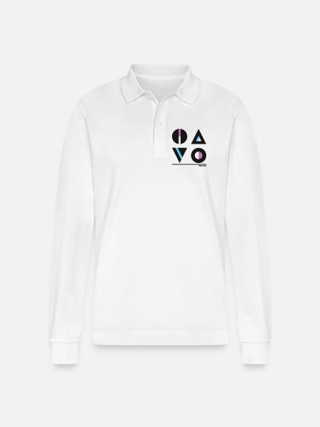 Abstract Geometry Design - Stylish Fashion - Stanley/Stella Organic Unisex Long-Sleeved Polo Shirt Prepster - white