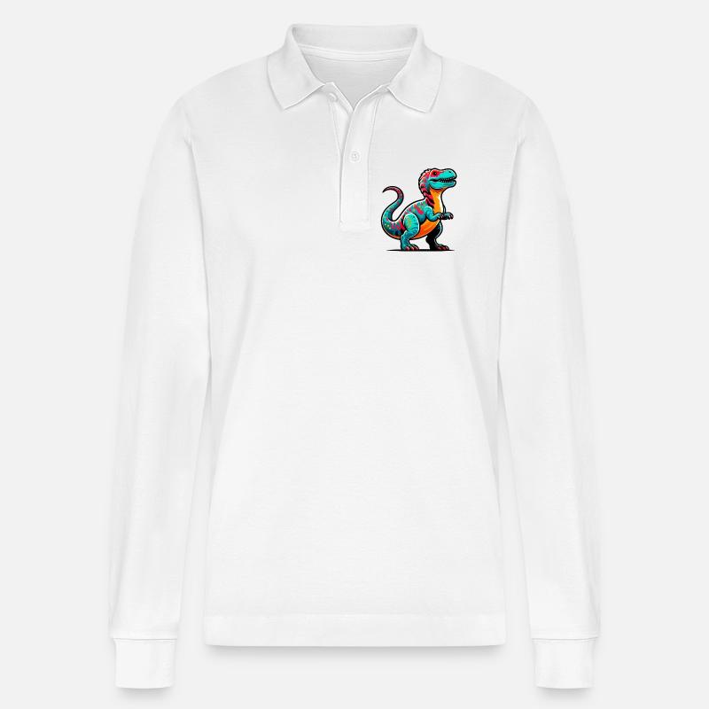 Dinosaurier - Stanley/Stella Unisex Bio-Langarm-Poloshirt Prepster - Weiß