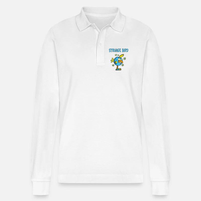 Seltsamer blauer Vogel - Stanley/Stella Unisex Bio-Langarm-Poloshirt Prepster - Weiß